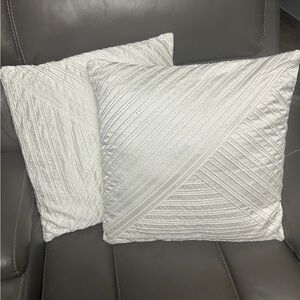 Hotel Collection White Textured Diagonal Stripe Throw Pillow Pair